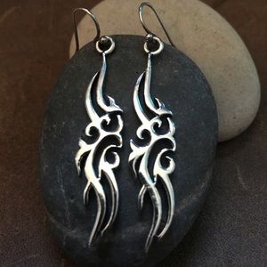 Sterling Silver 925 Tribal Dangle Earrings